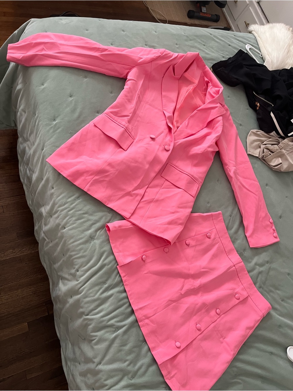 Pink Two-Piece Blazer & Skirt Set